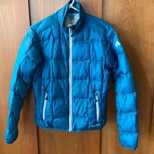 Eddie Bauer women’s teal down puffer jacket size M